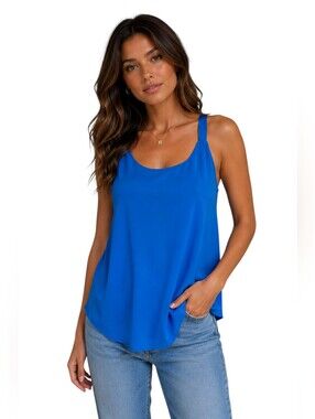 ALICE + OLIVIA Cobalt Blue Silk-Feel Cami Top. Size Medium